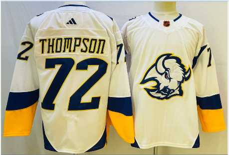 Men%27s Buffalo Sabres #72 Tage Thompson White 2022 Reverse Retro Authentic Jersey